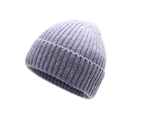 Bonnet en tricot côtelé doux en acrylique personnalisé, bonnet d'hiver pliable violet clair pour femme, tenues décontractées minimalistes, OEM accepté