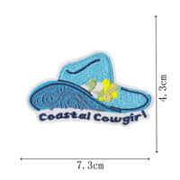 Patch brodé en tissu polyester-coton pour vêtements, motif Fille de la plage en vacances, surfiste, avec nœud et coquillage