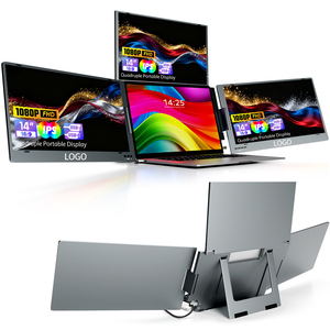 Volledige Hd Drievoudige <span class=keywords><strong>Monitor</strong></span> 14 Inch Draagbare Quad <span class=keywords><strong>Monitor</strong></span> Met Type-C Laptop, Laptop Scherm Extender Met 1 Kabel Naar 3 <span class=keywords><strong>Monitor</strong></span> - Product Image 1