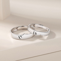 Vente en gros de bagues d'amour ouvertes ajustables romantiques pour couple en argent sterling S925 baiser avec visage humain