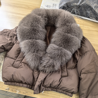 2025 Winter Big Natural Fox Fur Flauschiger Puffer mantel Frauen Warm 90% White Duck Feather Down Kurze Jacke Wasserdichter Parka