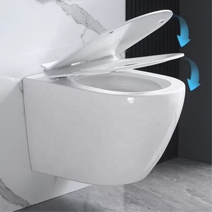 Toilette murale moderne en céramique avec siège à fermeture en douceur, glaçure à double chasse et à nettoyage facile pour lavabo, conception suspendue à dégagement rapide - Product Image 2