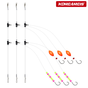 KOMCAMCIS NUEVO S-530 Little Devil, Aparejos de Pesca de Agua Salada, 2 Anzuelos de Pico de Águila 7/0 con Lentejuela Roja de Espuma y Cuentas Brillantes Coloridas - Product Image 6