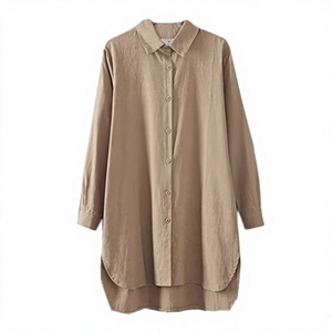 Custom Casual Clothes <b>Women</b> Linen Solid Color Drop Shoulder Long Sleeves <b>Button</b> <b>up</b> Loose Oversized <b>Shirt</b> - Product Image 2