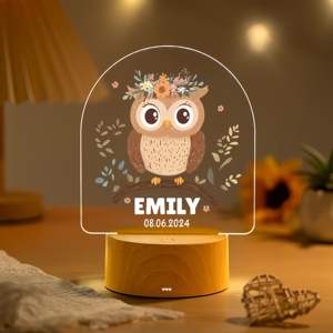 Personalized Name ABS Base Wood-look Color Printing Uv Acrylic Led Adorable Animal Children's Gift - Product Image 2