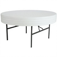 Table ronde pliante en plastique blanc, en polyéthylène moulé par soufflage, pour événements, banquets, hôtels, location extérieure