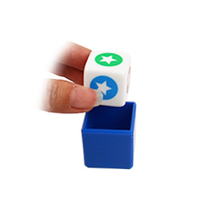 Blue Plastic Magic <b>Dice</b> With Green Star Pattern For Close-Up Tricks Youth 15-35 Years Old Customizable - Product Image 4