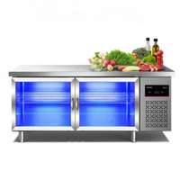 Nouvelle table de travail multifonctionnelle en acier inoxydable pour hôtels et restaurants, avec vitrine réfrigérée et grande capacité