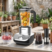 Uitgerust met een grote mengkom, vleeshakbeker, droge maalbeker en filterscherm. Artefactos De Cocina Tornado Mixer.