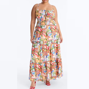 Robe longue bohème tropicale <span class=keywords><strong>à</strong></span> bretelles <span class=keywords><strong>spaghetti</strong></span> et détail <span class=keywords><strong>à</strong></span> nouer, fluide et <span class=keywords><strong>à</strong></span> volants, idéale pour les vacances d'été <span class=keywords><strong>à</strong></span> <span class=keywords><strong>la</strong></span> plage, personnalisable - Product Image 4