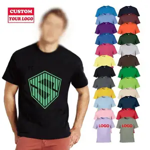 कस्टम लोगो के साथ थोक हैवीवेट पुरुष कॉटन टी-शर्ट यूनिसेक्स मुद्रित प्लास्टिक बैग ठोस रंग ओवरसाइज़्ड टी शर्ट