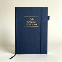 Carnet de lecture personnalisé en tissu bleu marine, couverture rigide, avec dorure à chaud, pour les amateurs de livres
