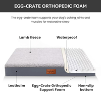 Orthopädisches Hundebett mit Eierkarton-Schaumstoffmatratze, Wasserdichte Lammfell-Hundematte, Waschbares Leathaire-Kissen für Große Hunde