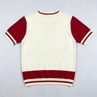 Pull jacquard surdimensionné à col rond pour homme avec logo personnalisé, en fil de soie filé, à manches courtes