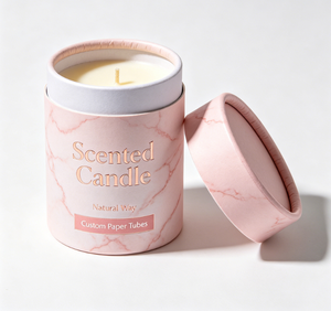 Scented Candle Paper Tube Pink Marble Design Gold <b>Foil</b> Printing Custom Size Recyclable Craft Paper Packaging - Product Image 4