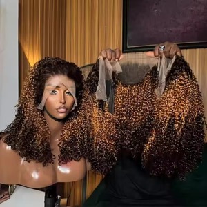 Pelucas al por mayor de cabello humano virgen con cutícula alineada, rizadas estilo Pixie, sin pegamento, con encaje frontal, de proveedores de cabello humano, pelucas de encaje indio sin procesar. - Product Image 4