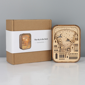 Lámpara de Madera Tallada con Diseño de <span class=keywords><strong>Castillo</strong></span>, Unicornio y Gato, Caja de Madera Personalizada, Luz Nocturna LED, Lámpara de Escritorio, Decoración para el Hogar, Regalo de Lujo - Product Image 6