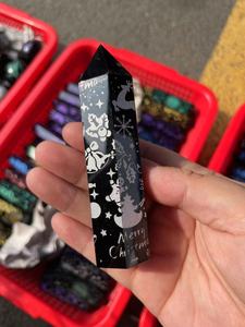 Venta al por mayor de varitas de cristal natural, obeliscos de cristal curativos, torres de gemas de cristal, regalos de Navidad, torres de obsidiana grabadas. - Product Image 2