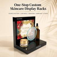 Présentoir de Comptoir Pliable Moderne en Acrylique Noir Brillant Rétroéclairé par LED pour Soins de la Peau, avec Affiches Remplaçables, pour Pots de Crème