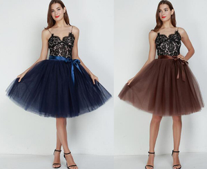 Ecowalson Jupe en tulle à 6 couches de 65 cm, jupe plissée tutu pour femmes, <span class=keywords><strong>jupon</strong></span> Lolita, demoiselles <span class=keywords><strong>d</strong></span>'<span class=keywords><strong>honneur</strong></span>, jupe mi-longue pour fête, mini-jupe - Product Image 3