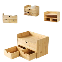 Estante organizador de escritorio de bambú duradero personalizado, cajón de almacenamiento de archivos, organizador de cosméticos, organizador de escritorio de bambú de lujo