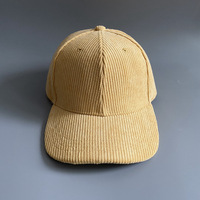 Gorra de béisbol de pana de 6 paneles personalizada, corona alta, visera curva, snapback, gorras para exteriores, sombrero de alto rendimiento, OEM, venta al por mayor, MOQ 50