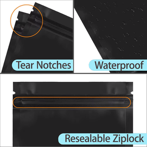 Sacs refermables noirs Pochette en aluminium d'odeur Sac en mylar 3.5 Sac plat noir mat double face thermoscellable - Product Image 3