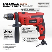 Marteau perforateur électrique 750W 13mm 2 en 1 avec 3 forets pour béton, acier et bois