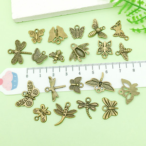 จี้โลหะผสมโบราณรูปผีเสื้อ แมลงปอ ผึ้ง สำหรับทำเครื่องประดับ DIY สไตล์เรโทร สำหรับงานสร้างสรรค์ - Product Image 3