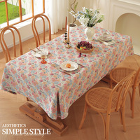 Nappe Florale Vintage Style Américain, Non Lavable, Anti-Poussière, Antidérapante, Rectangulaire, Sensation Haut de Gamme, Pour Usage Domestique