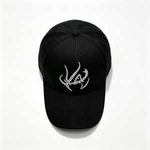 Gorra de Béisbol Negra Estructurada con Logotipo Personalizado, Adornada con Cristales de Imitación y Pedrería, 100% Algodón, Estilo Urbano, Unisex - Product Image 3