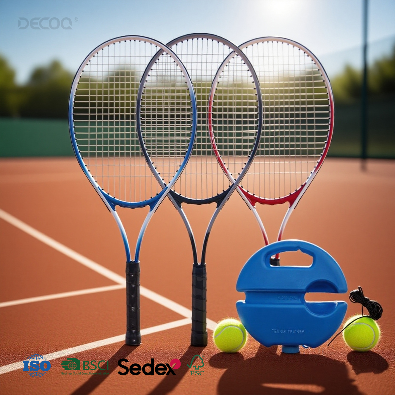 DECOQ Professional Aluminum Beginner Automatic Single Rebound Device Self-Playing Lightweight Training Equipment Adults Tennis