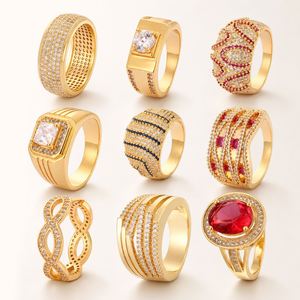Bagues de mariage tendance en alliage plaqué or 18 carats avec zircon, 1 gramme, nouveau modèle pour femmes et unisexe (États-Unis) - Product Image 3