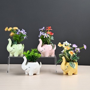 Vaso de Cerâmica com Design de Elefante MSH, Bonito Vaso para Plantas Internas para Decoração de Jardim de Infância - Product Image 1