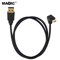 OEM de haute qualité plaqué or 1m 2m USB 3.0 Type A mâle vers USB Type C 3.1 Câble de chargeur de synchronisation de données Charge vers le bas Angle de 90 degrés