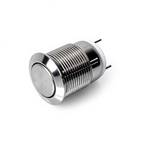 Interrupteur momentané 1NO, bouton poussoir 12 mm, anneau lumineux, 1A, 12V-36V, métal, IP65/IP67, interrupteur électronique