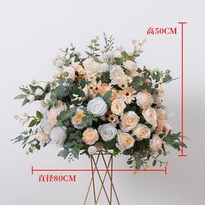 FB002 Venta al por Mayor de Fábrica, Bola de Tela Verde con Flores y Hojas Verdes, Centros de Mesa para Decoración de Bodas - Product Image 4