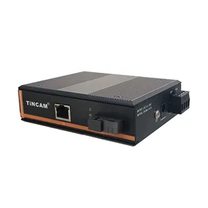 TINCAM 2 Port Industrial Network Switch 1 RJ45 POE+1 SC2-120km POE Media Converter -40 to 80 Degrees Camera POE Switch IP 40