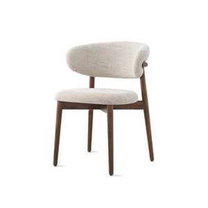 Chaises de salle à manger mobiles en bois massif de <span class=keywords><strong>style</strong></span> <span class=keywords><strong>nordique</strong></span>, luxe léger, avec dossier haut, revêtement en lin couleur noyer et design minimaliste - Product Image 4