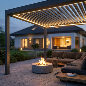 Pergola de luxe en aluminium avec lames motorisées, réglage 3 vitesses pour terrasse de villa, usage quotidien, gazebo extérieur en aluminium à lames orientables - Product Image 1