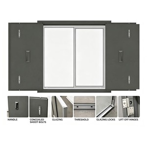 Fenêtre de bureau conteneur préfabriqué avec volet extérieur double accès anti-vandalisme - Product Image 2