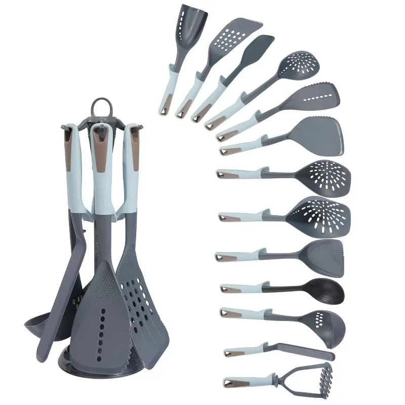 Multifuncional utensílios de cozinha de silicone, kit de utensílios de nylon antiaderente para cozinhar, colher nórdica, filtro e torneira