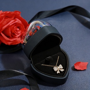 Wholesale High Quality Plastic Lover <b>Gift</b> <b>Box</b> Custom Size Velvet Lining Heart Necklace Jewelry <b>Box</b> Luxury Rose Buckle Closure - Product Image 3