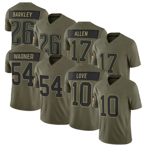 2025 Salute to Service Kualitas Terbaik 10 # Cinta 17 # Allen 26 tahun # Barkley 54 # Jersey Sepak Bola Amerika Warner Stitched - Product Image 1
