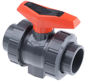 Robinet à double union <span class=keywords><strong>GF</strong></span> modèle 546 (<span class=keywords><strong>PVC</strong></span>-<span class=keywords><strong>U</strong></span>/EPDM) |   DN63 PN16 |   Norme GB |   NSF/ANSI 61 |   Moteur universel |   Sans silicone - Product Image 1