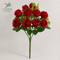 YM Meilleures ventes : Bouquet de 10 roses artificielles réalistes en soie pour bouquet de mariée et décoration de fête - Fournisseur