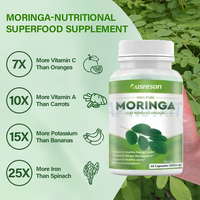 Ausreson Extrait de Feuilles de Moringa Oleifera 1000mg – Complément Cutané, Soutien Immunitaire, Capsules de Moringa Bio pour la Minceur
