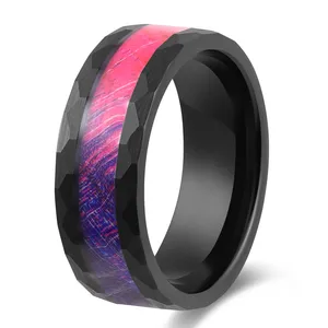 Poya Jewelry Wedding Rings Box Elder Wood Colourful Unique Black Tungsten Carbide Ring