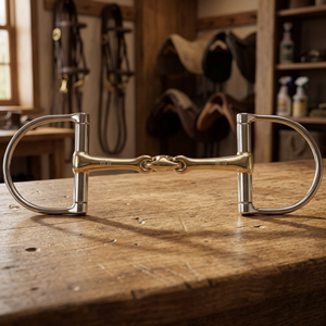 บิตม้าแบบ D-Ring Snaffle ทำจากสแตนเลสและทองแดง พร้อมปากม้าแบบประกบหลายขนาด อุปกรณ์ขี่ม้า - Product Image 1