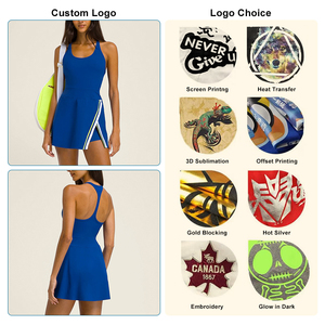 Vestido Deportivo de Alta Calidad, Nuevo, Transpirable, de Spandex/Algodón, Cuello Redondo, con Logotipo Frontal, para Yoga, Tenis y Fitness - Product Image 4